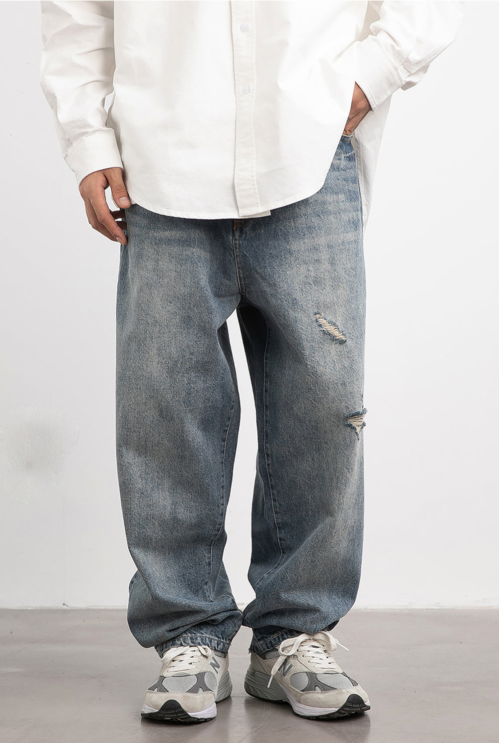 DAMAGED DENIM PANTS W256