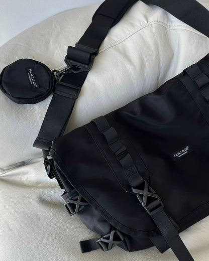 9TH 多機能クロスボディバッグ 日本の片肩メッセンジャー機能は、男女両方の多用途な大容量ナイロンワークウェアです