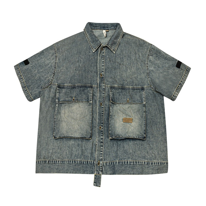 WASHED POCKET DENIM SHIRT W1083