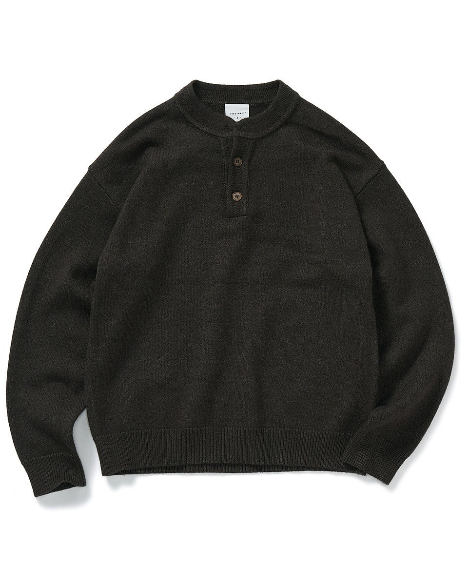 HENLEY BUTTON KNIT TOPS W1497