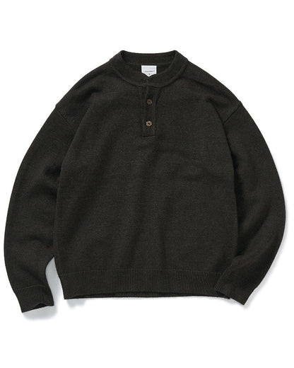 HENLEY BUTTON KNIT TOPS W1497