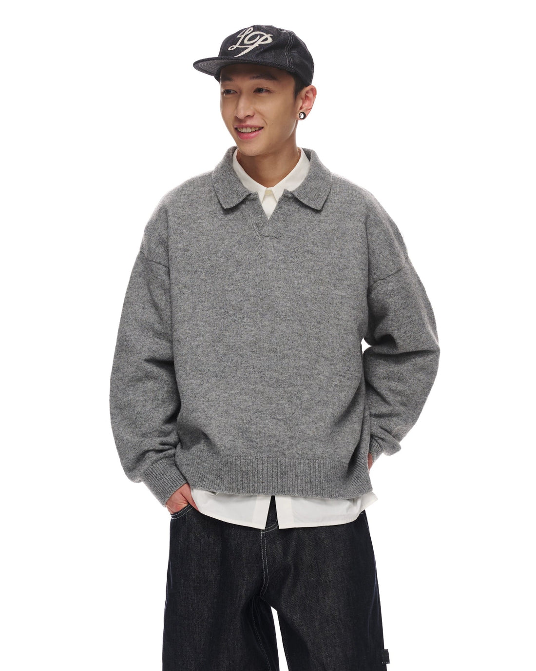 BRUSHED POLO COLLAR RELAXED KNIT W1498