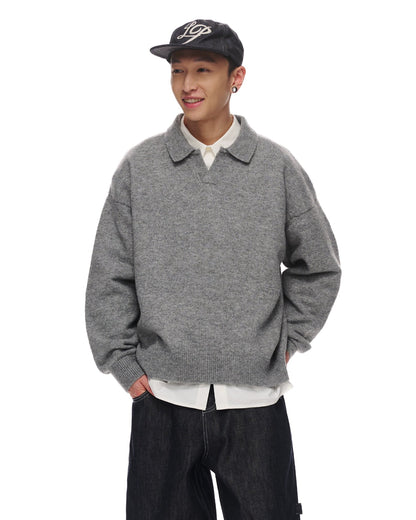 BRUSHED POLO COLLAR RELAXED KNIT W1498