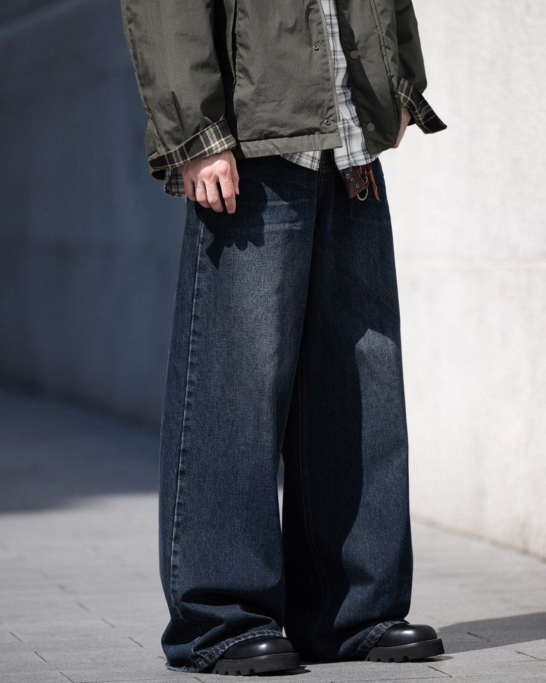 VINTAGE WASH WIDE  DENIM PANTS W1541