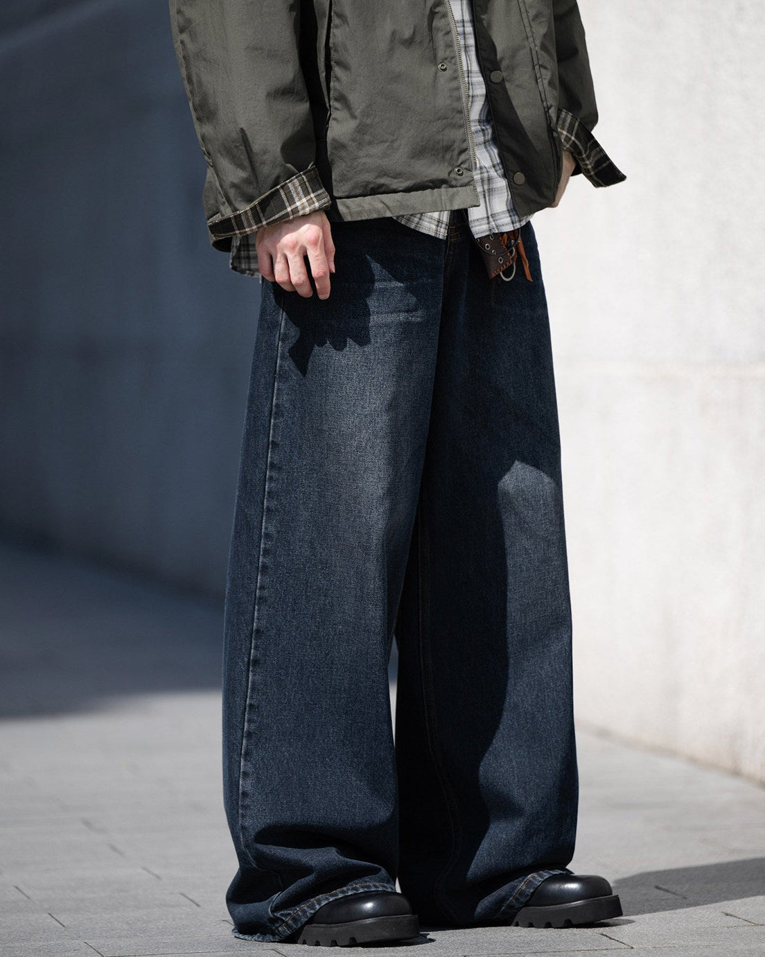 VINTAGE WASH WIDE  DENIM PANTS W1541