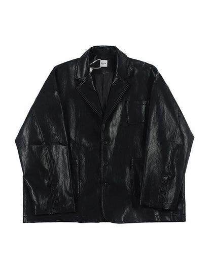 FAUX LEATHER TAILORED JACKET W1553