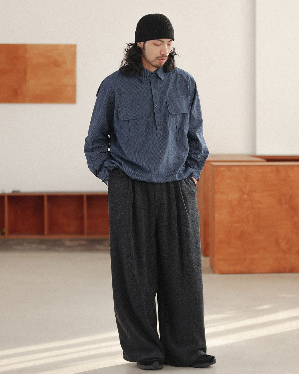 PINSTRIPE UTILITY SHIRTS W1593