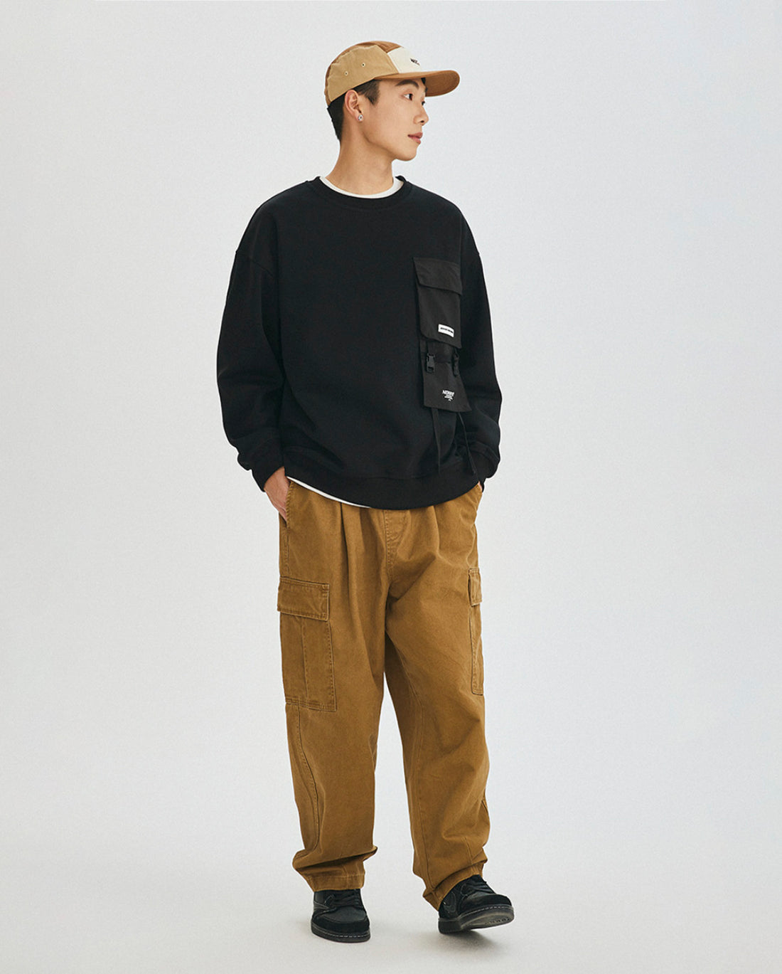 FLAP POKET CREW SWEAT W201