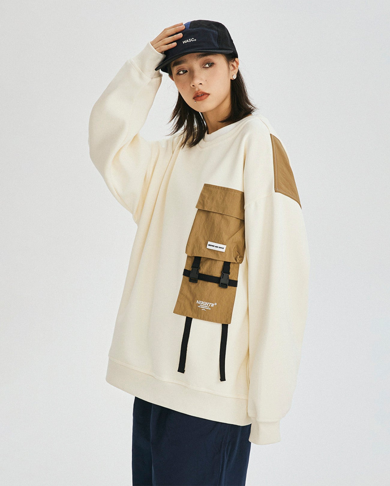 FLAP POKET CREW SWEAT W201