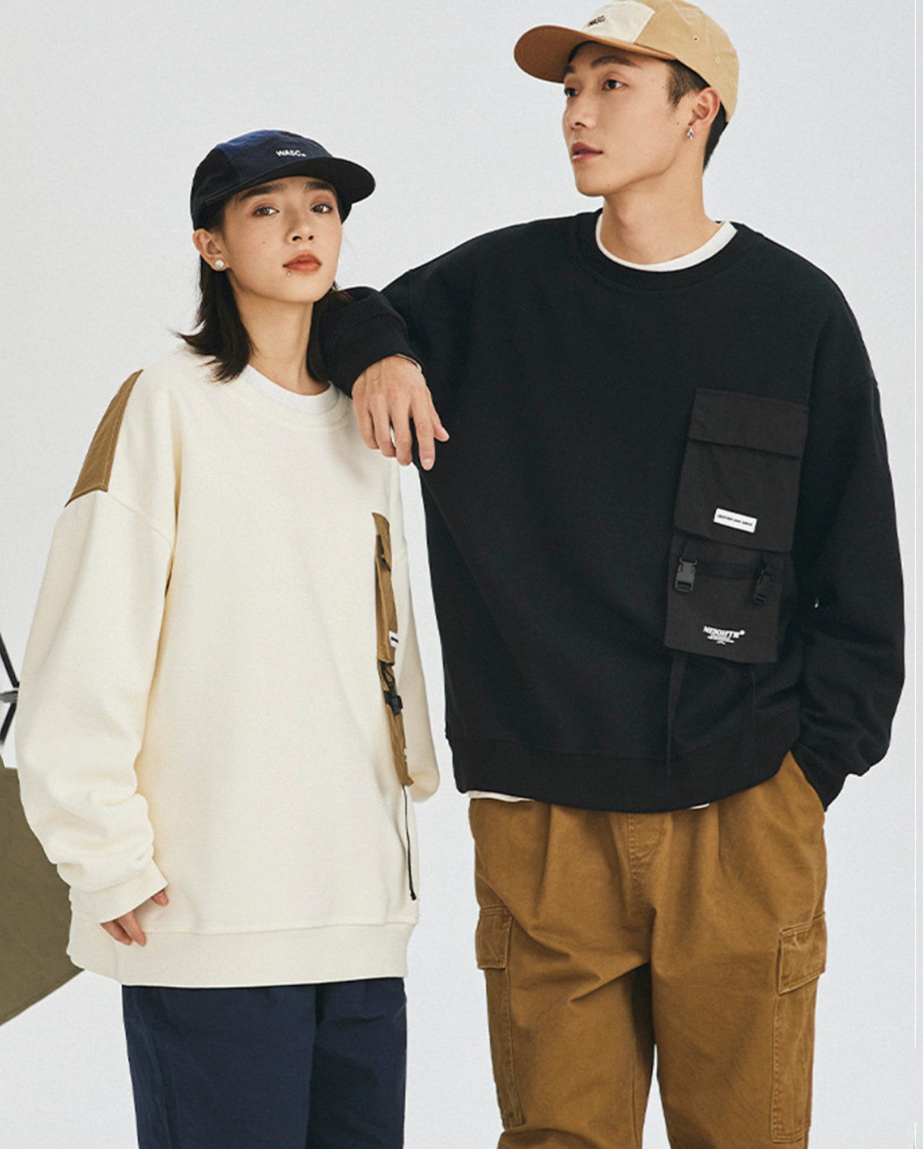 FLAP POKET CREW SWEAT W201