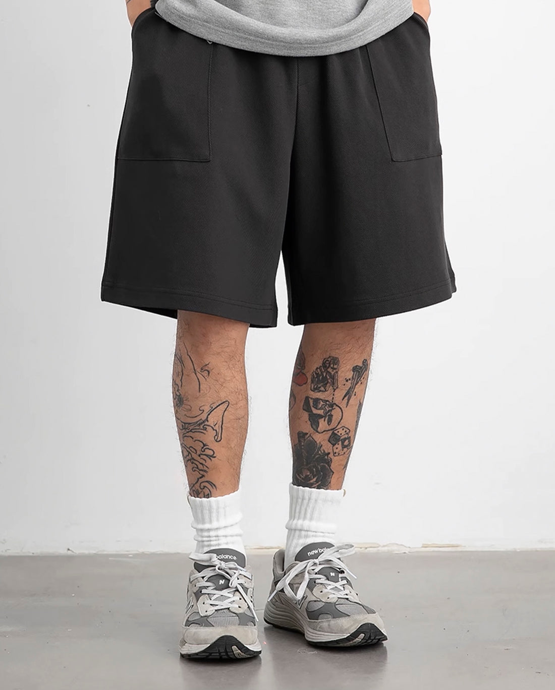 HEAVY WEIGHT LONG SWEAT SHORTS W1069