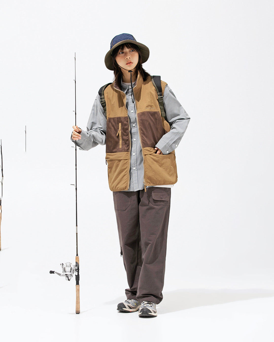 FISHING FLEECE NYLON VEST W613