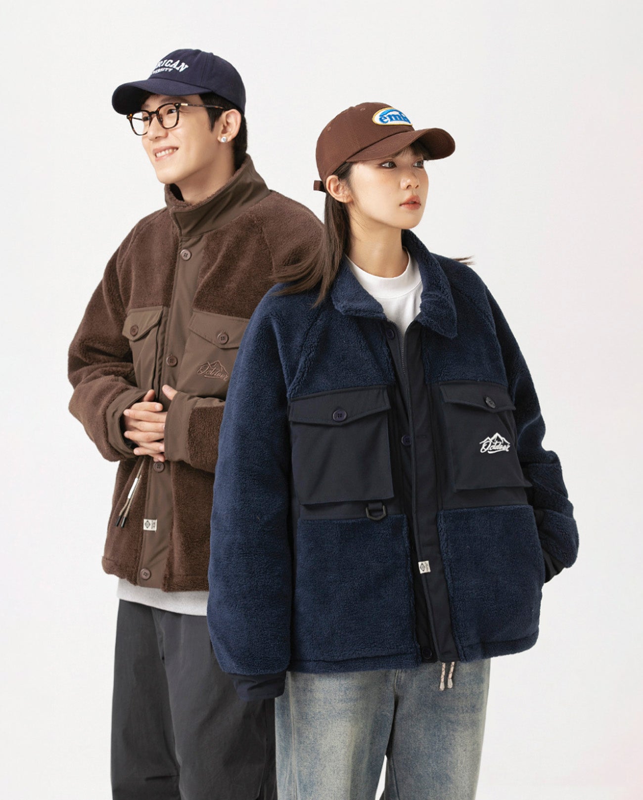 BIG NYLON POCKET FLEECE JACKET W742