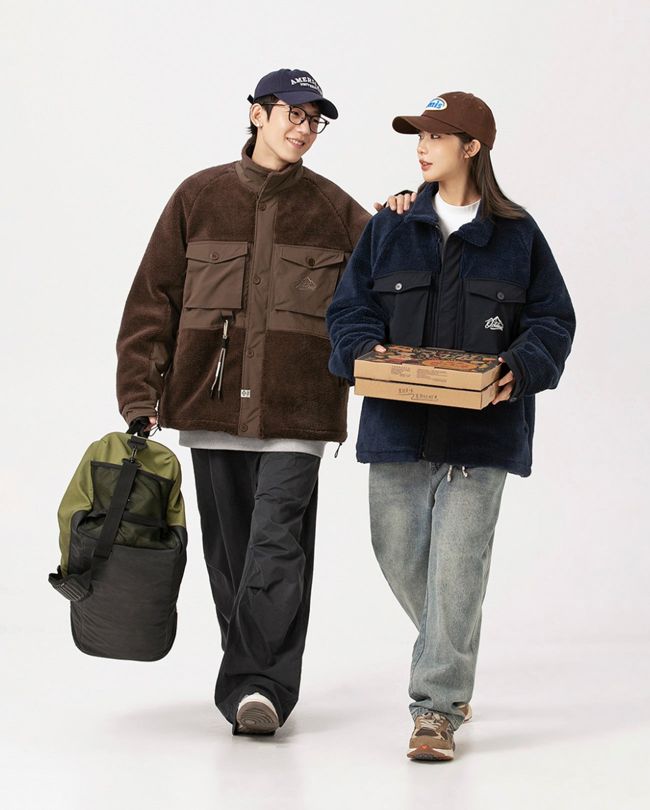 BIG NYLON POCKET FLEECE JACKET W742