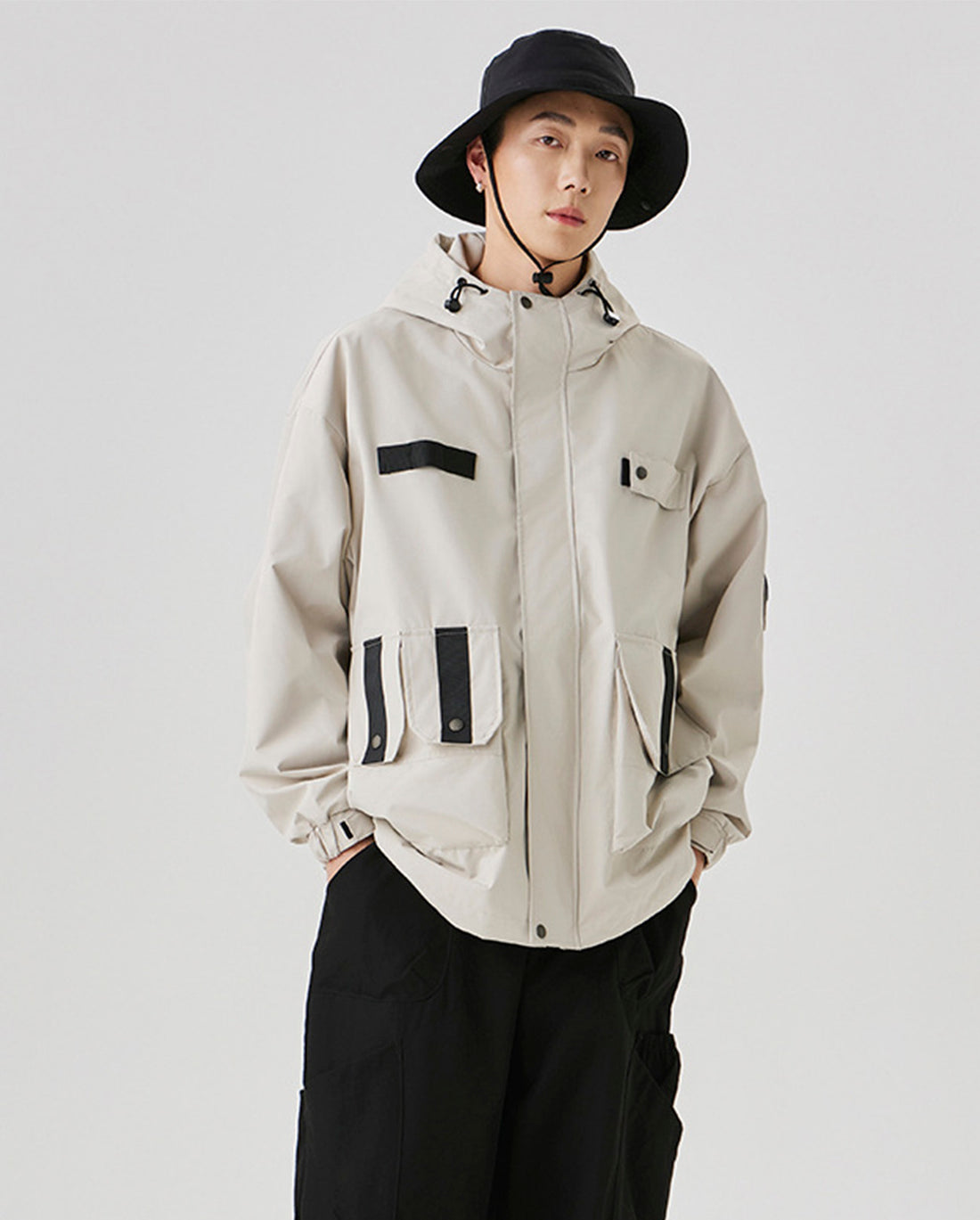 HOODED TECH NYLON JACKET W828