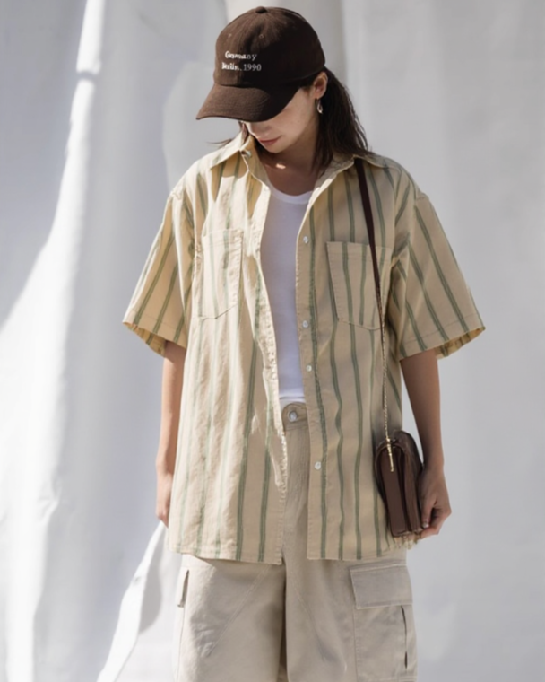 RELAX STRIPE SHORT SLEEVE SHIRTS W209 – WGONG RELAX STRIPE SHORT SLEEVE SHIRTS W209 – WGONG