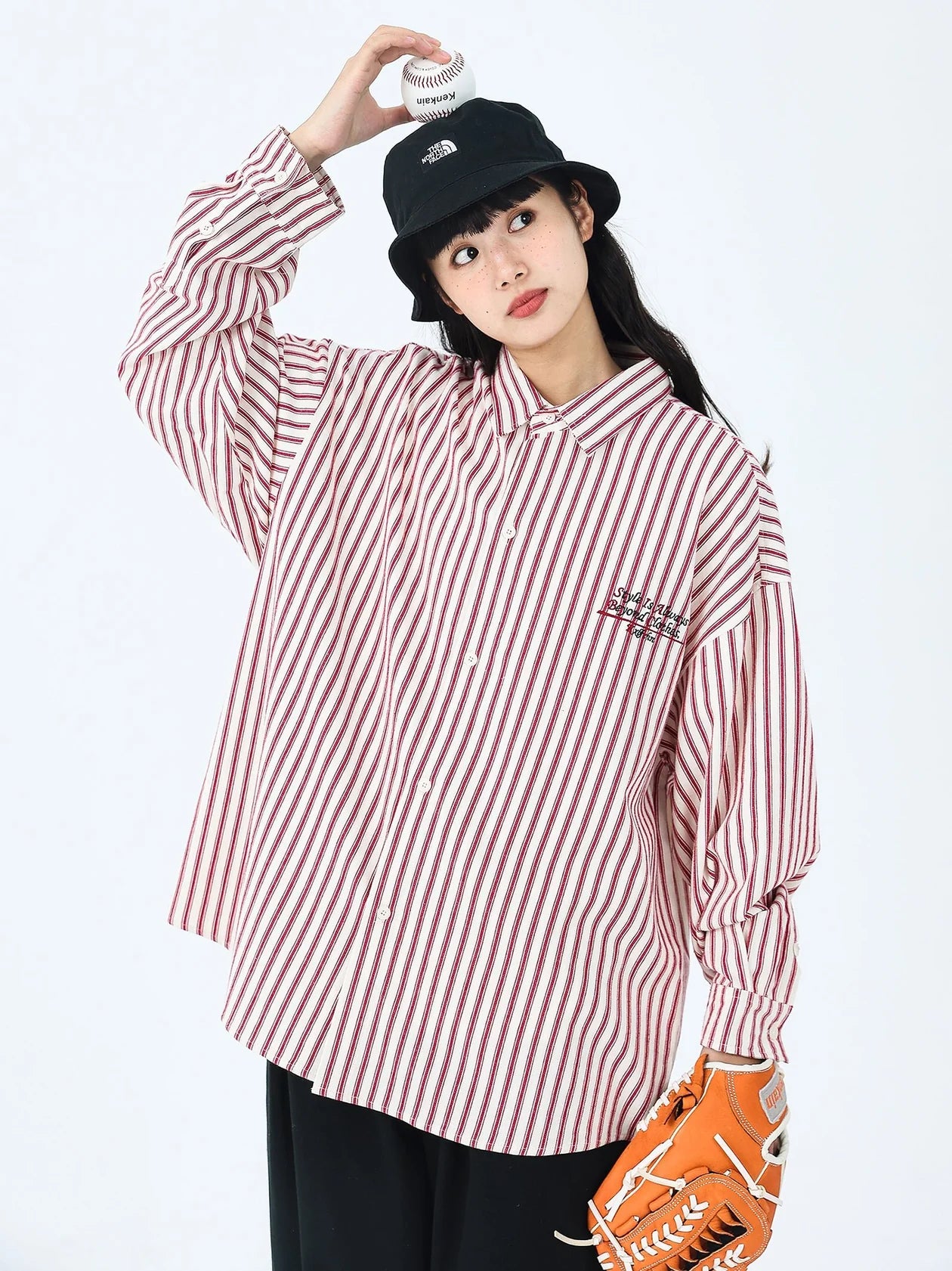 1POINT STRIPE LONG SLEEVE SHIRTS W301