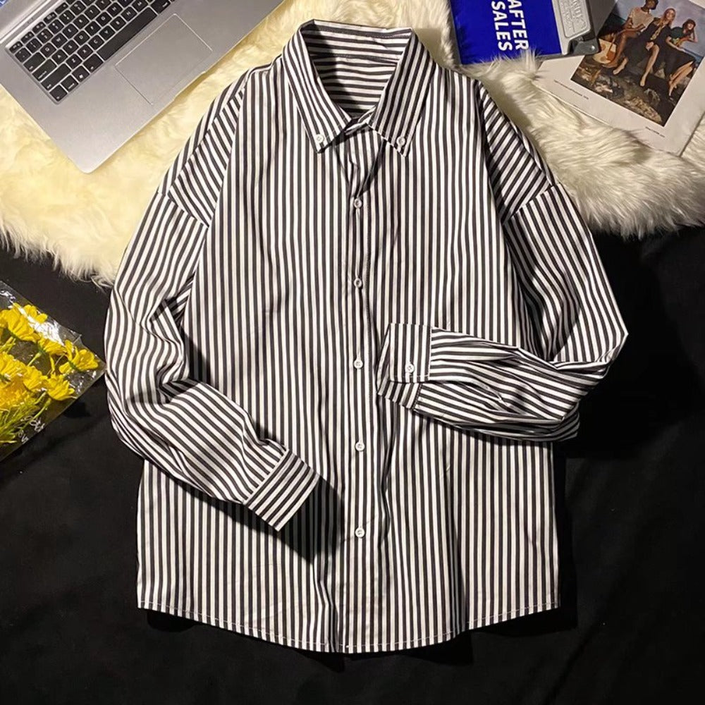 SIMPLE STRIPE LONG SLEEVE SHIRTS W389