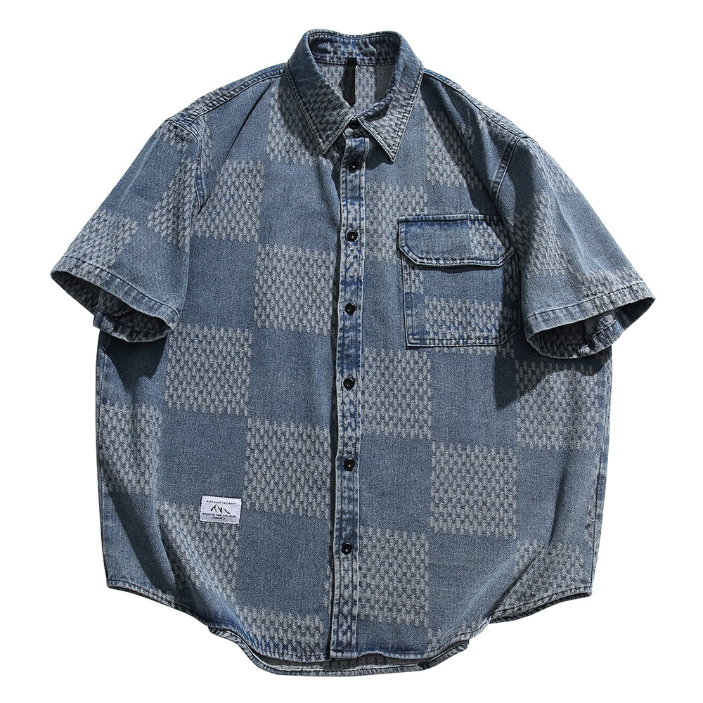 WASHED DENIM SHORT SLEEVE SHIRTS W431