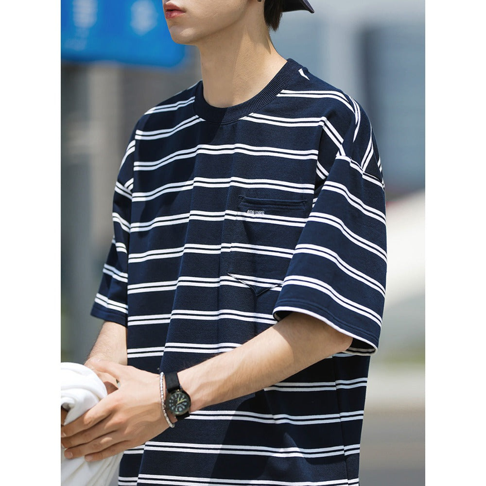 SIMPLE STRIPE POCKET TEE W457