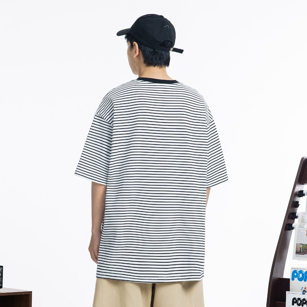 STRIPE BORDER CL NECK T-SHIRTS W387