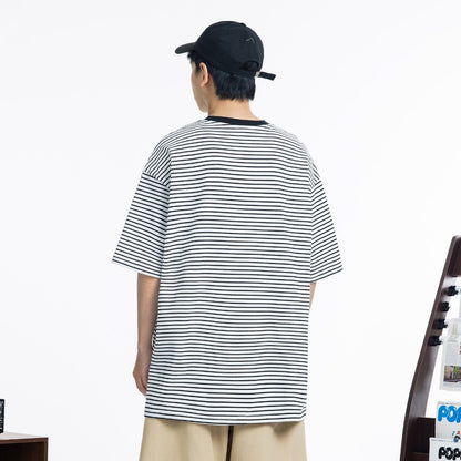 STRIPE BORDER CL NECK T-SHIRTS W387