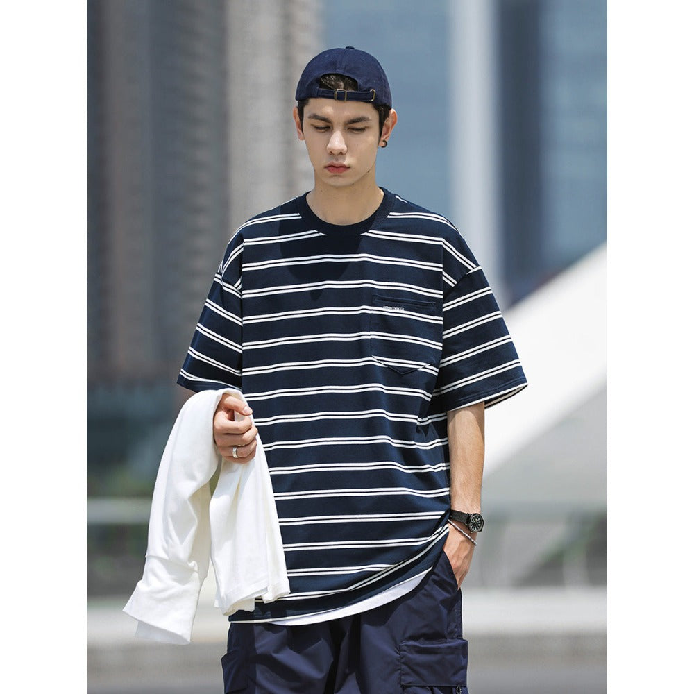 SIMPLE STRIPE POCKET TEE W457