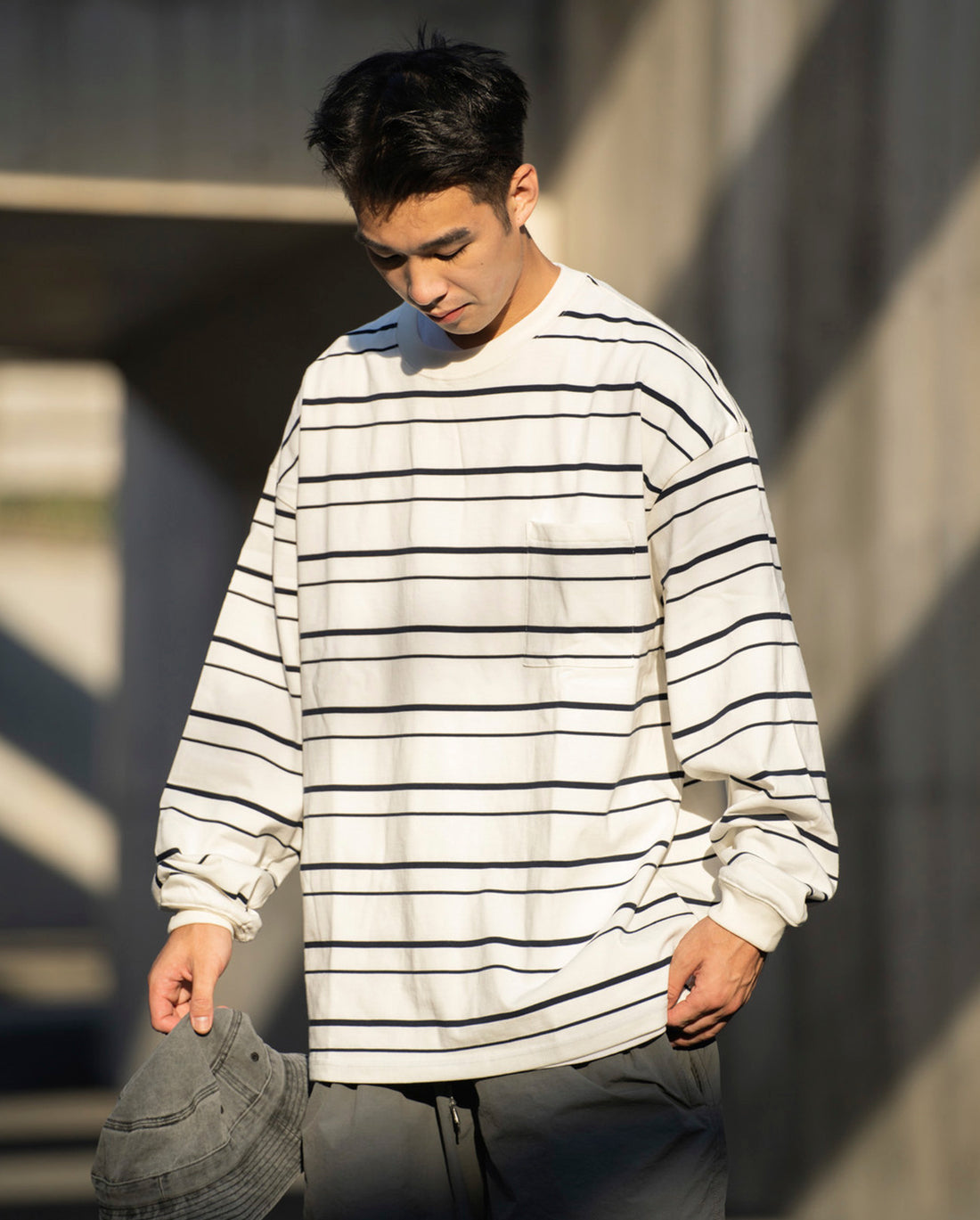 LOOSE STRIPE LONG SLEEVE T-SHIRTS W195