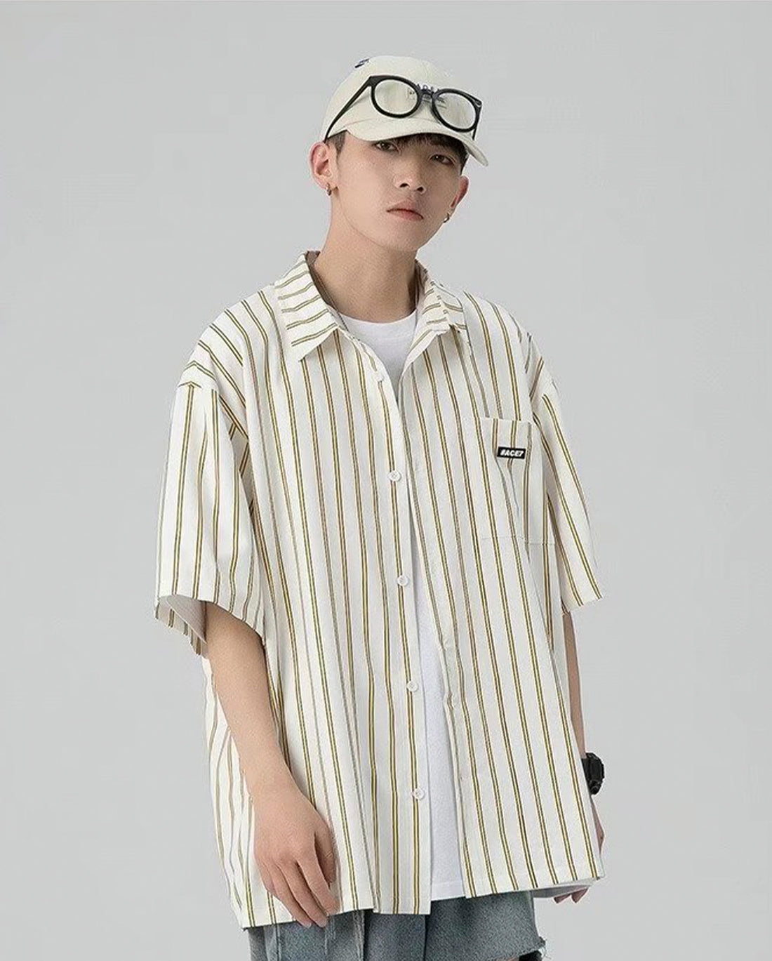 PINSTRIPE SHORT SLEEVE SHIRTS W207