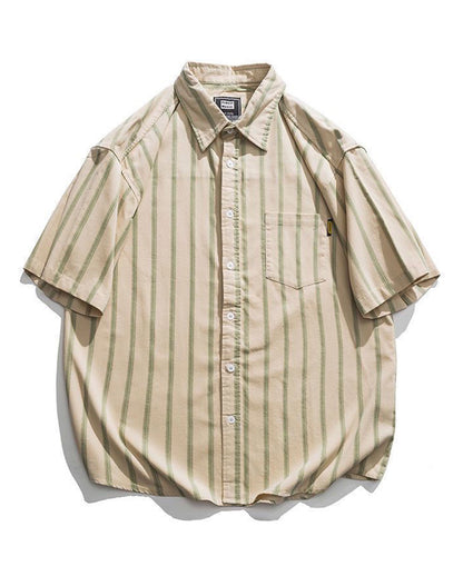 RELAX STRIPE SHORT SLEEVE SHIRTS W209