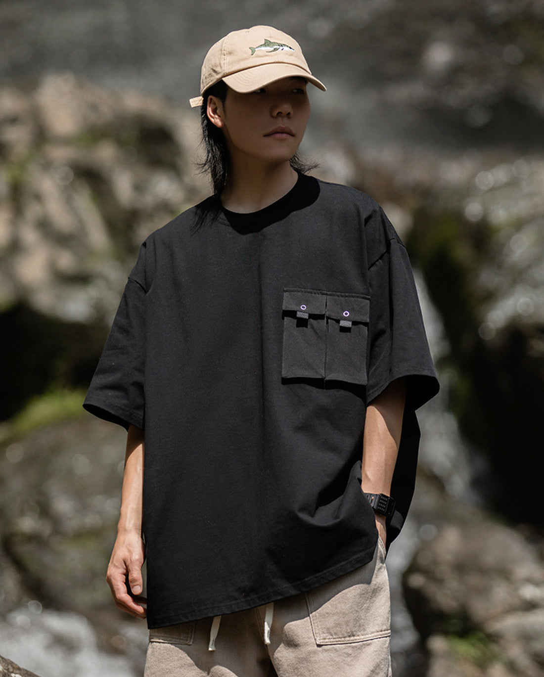 OVERSIZE H/W POCKET T-SHIRTS W222