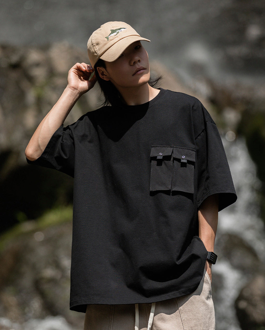 OVERSIZE H/W POCKET T-SHIRTS W222